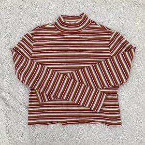 Western Ribbed Red Orange Turtle Neck